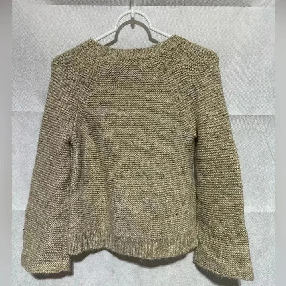 Madewell Women’s Wide Sleeve Rainbow Flecked Wool Alpaca Blend Tan Sweater Sz XS - Picture 2 of 5